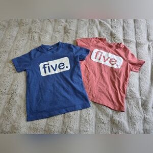 💙💗 5T TWIN Blue and Pink 'Five' Tees